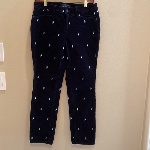 Talbots Owl Embroidered Simply Flattering Pin Whale Corduroy Pants 8P - Picture 3 of 7